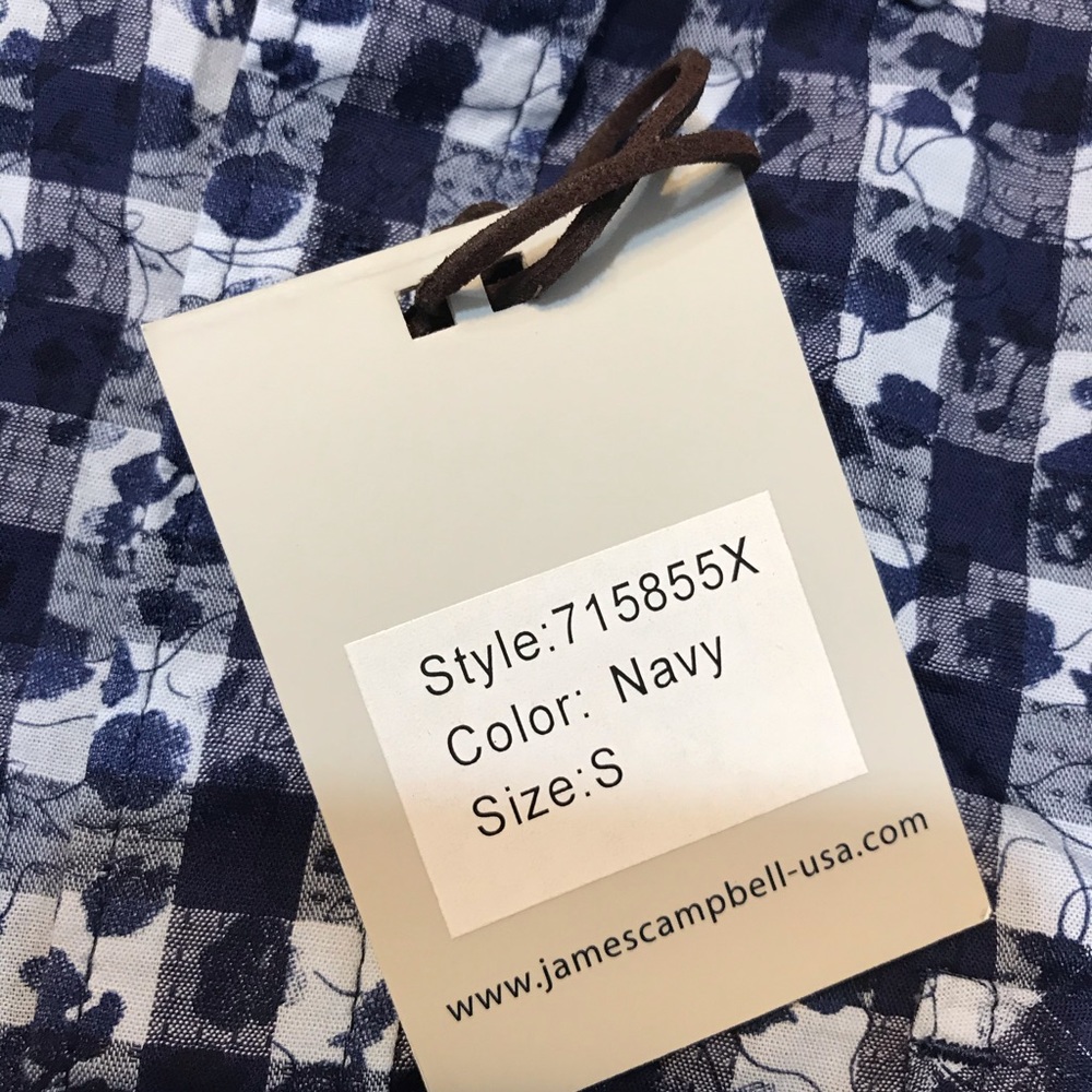 NWT James Campbell ⚜️ Navy Plaid Design Shirt - Picture 7 of 8